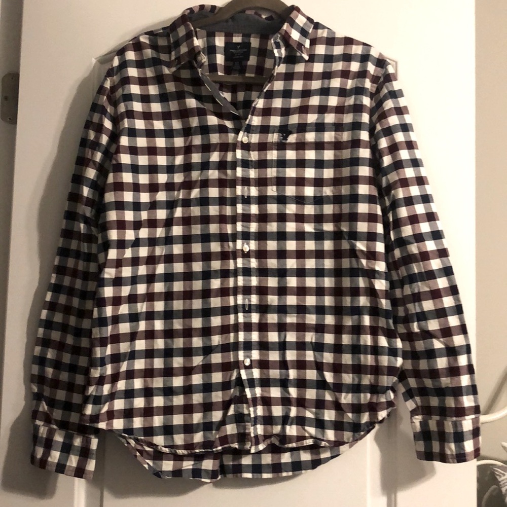 Navy/Red plaid Button Down Shirt